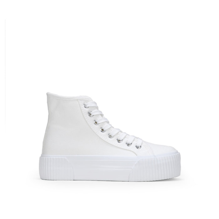 Zapatillas de tela altas blancas con plataforma