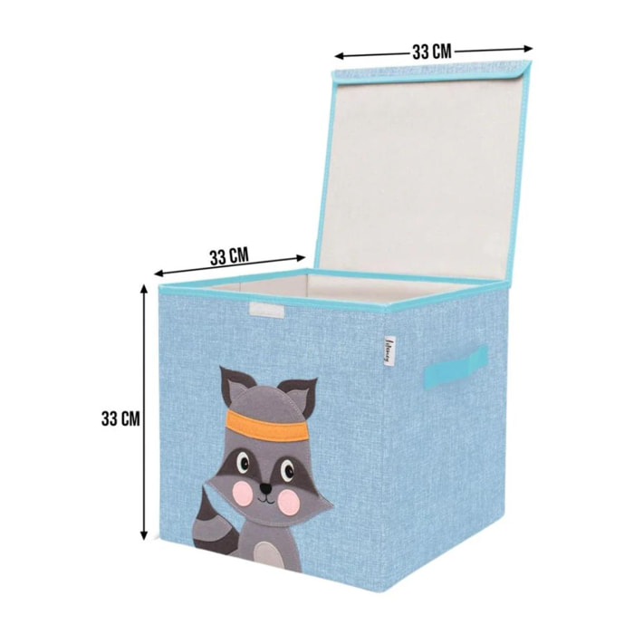 Boîte de rangement en tissu pour enfant ''raton laveur'' avec couvercle, compatible Ikea Kallax Lifeney
