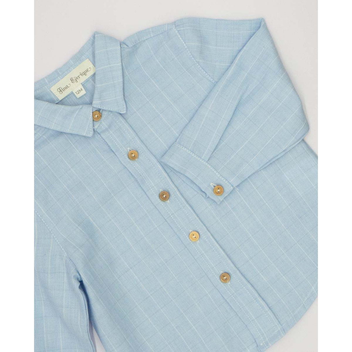 Camisa cuello camisero raya espiga azul