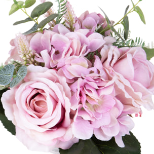 Bouquet Rose E Ortensie - Pezzi 4 - Colore: Rosa - 18xH32x18cm - Bianchi Dino -