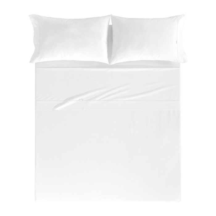 Drap plat uni en coton CASUAL blanc
