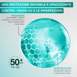 Fluido Fluido Viso Anti-Imperfezioni Anti-UV Quotidiano SPF 50+ Invisibile Opacizzante PureActive Salicylic con Acido Salicilico e Niacinamide - Flacone da 40ml