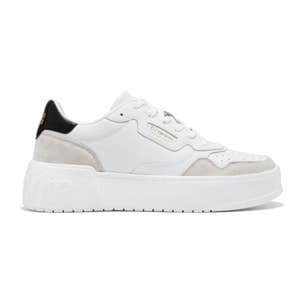 Zapatillas Deportivas Casual Hombre Court Basic Leather Blanco / Negro D.Franklin