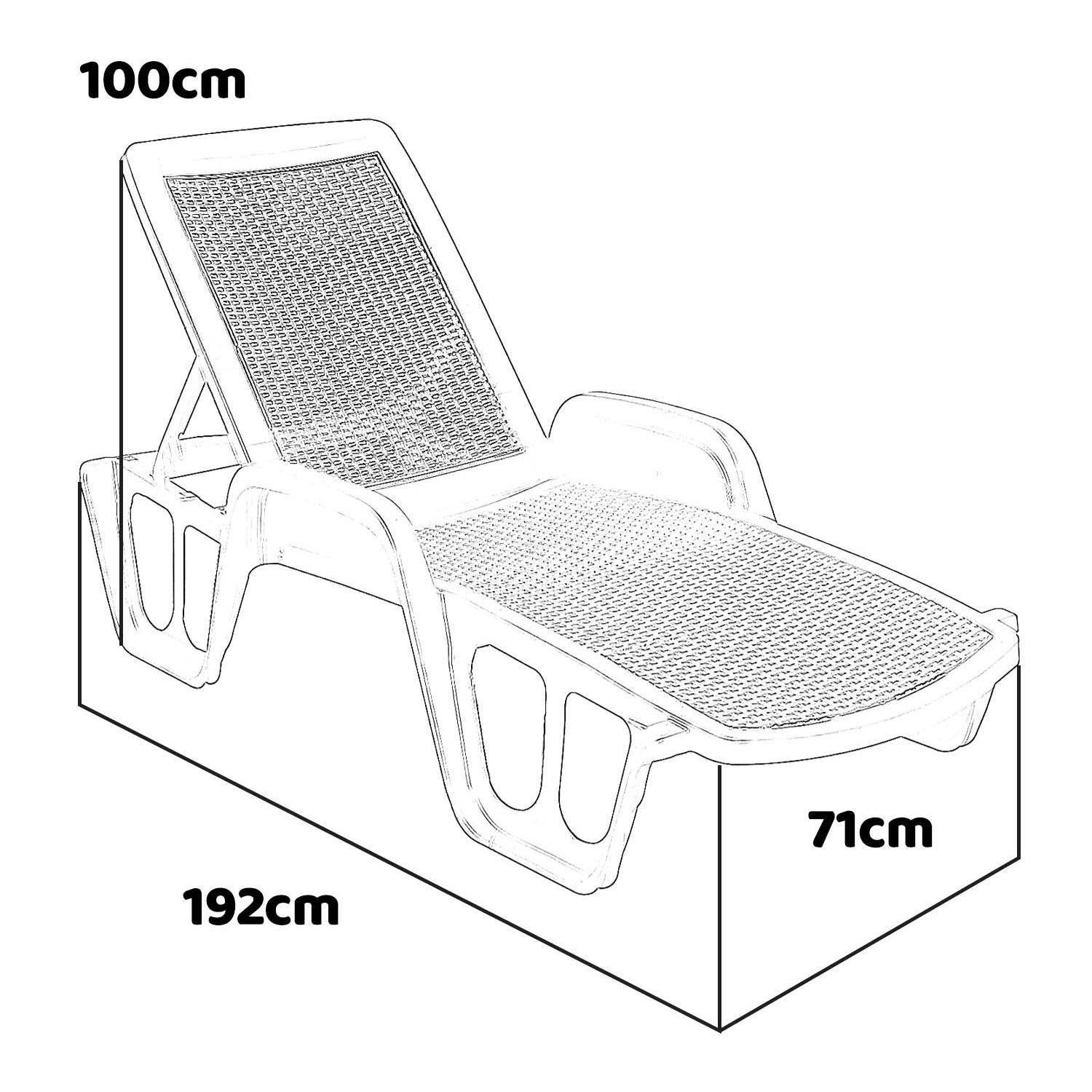 Lettino prendisole in polyrattan con schienale reclinabile. Lettino da giardino bordo piscina o spiaggia impilabile colore grigio antracite