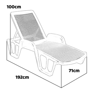 Lettino prendisole in polyrattan con schienale reclinabile. Lettino da giardino bordo piscina o spiaggia impilabile colore grigio antracite