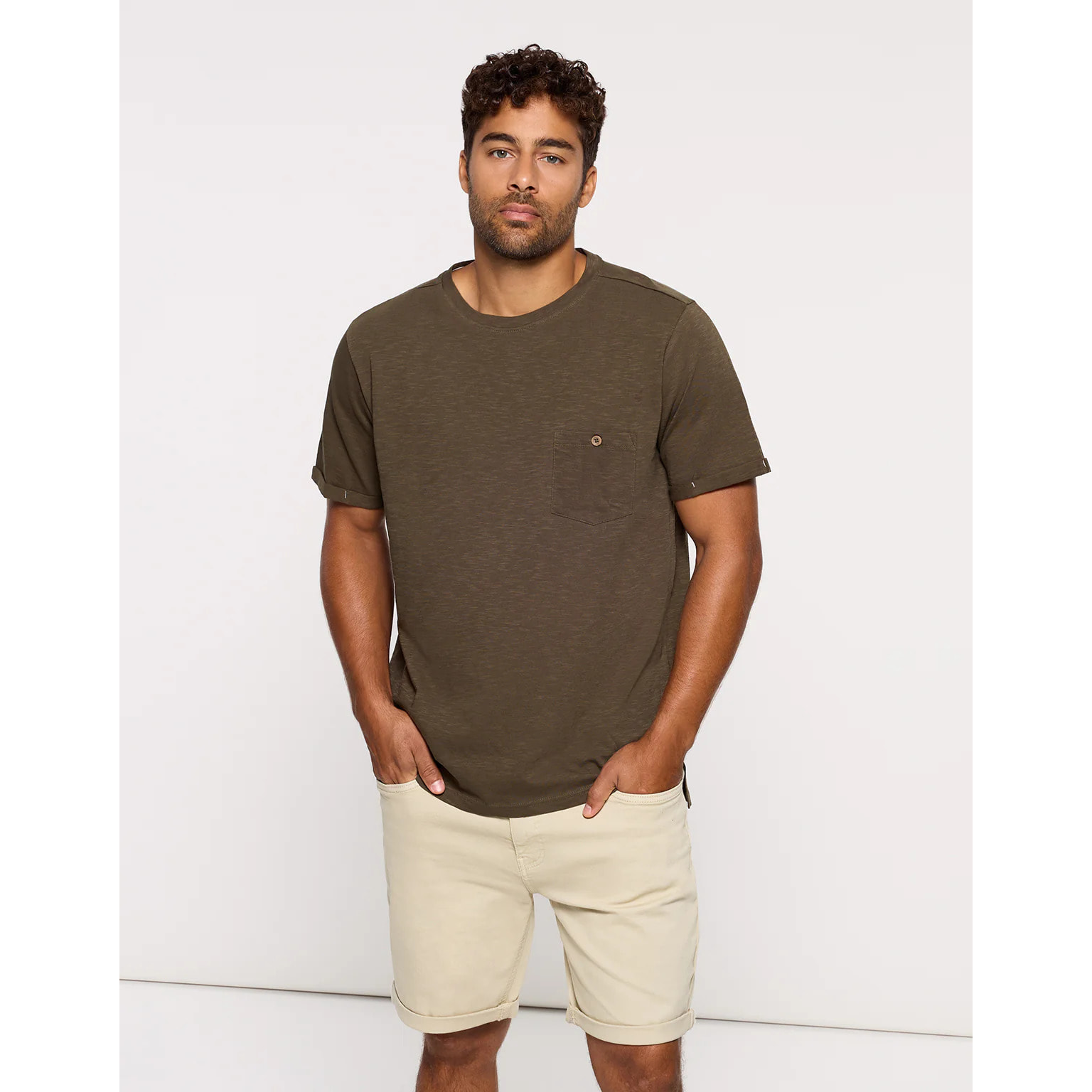 Camiseta Manga Corta Caqui - Button