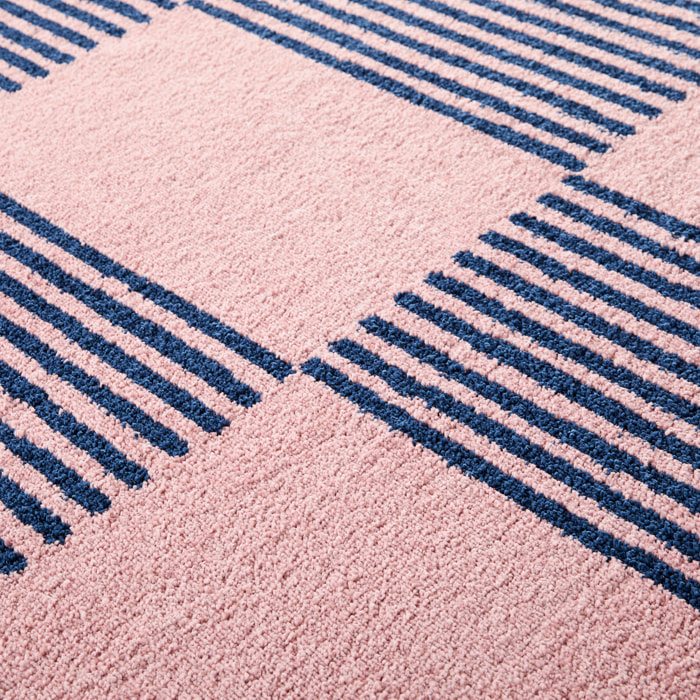 GROOVY - Tapis rétro coloré style seventies - Confortable et moelleux - Bleu