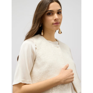 Oltre - Gilet in tessuto con paillettes - Bianco