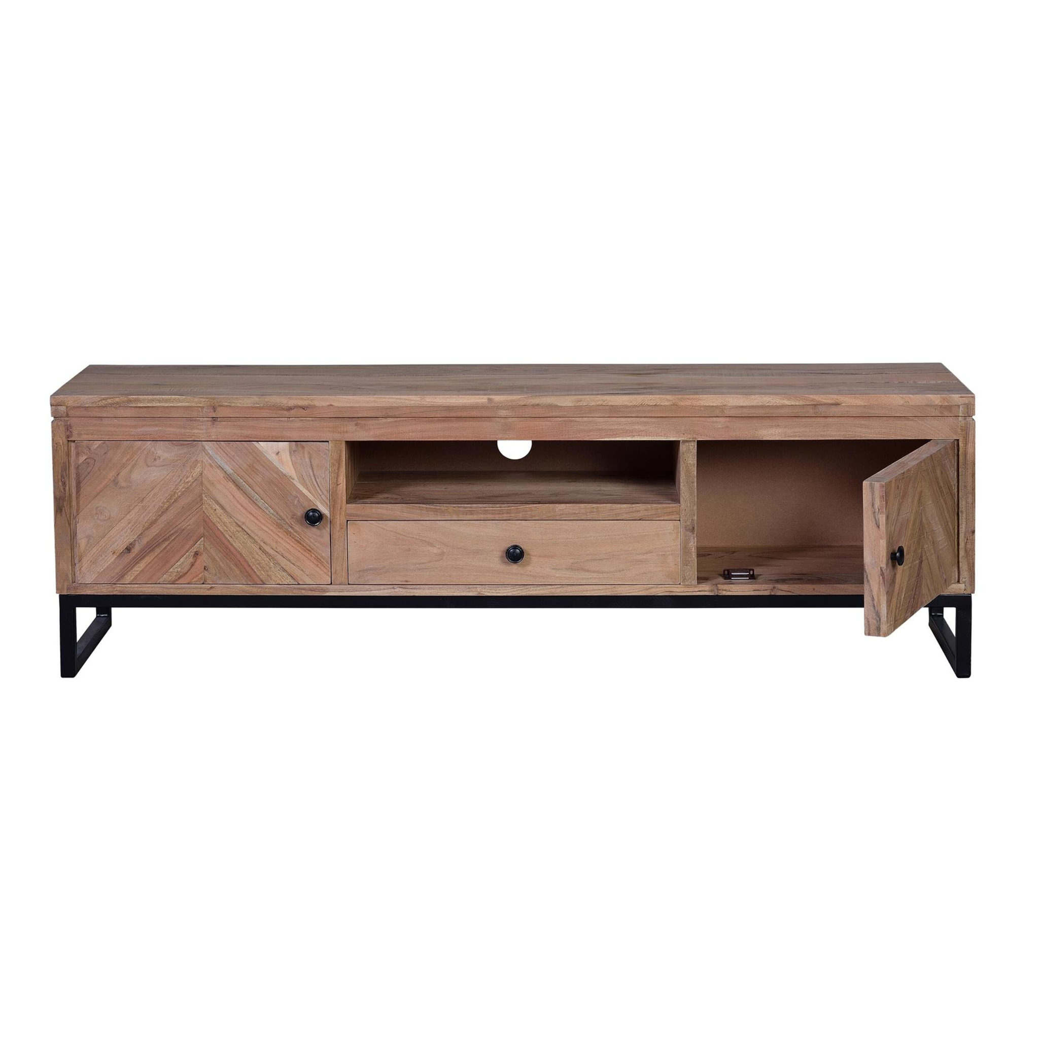Mueble tv - madera de acacia y hierro - 160x40x50cm