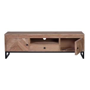 Mueble tv - madera de acacia y hierro - 160x40x50cm
