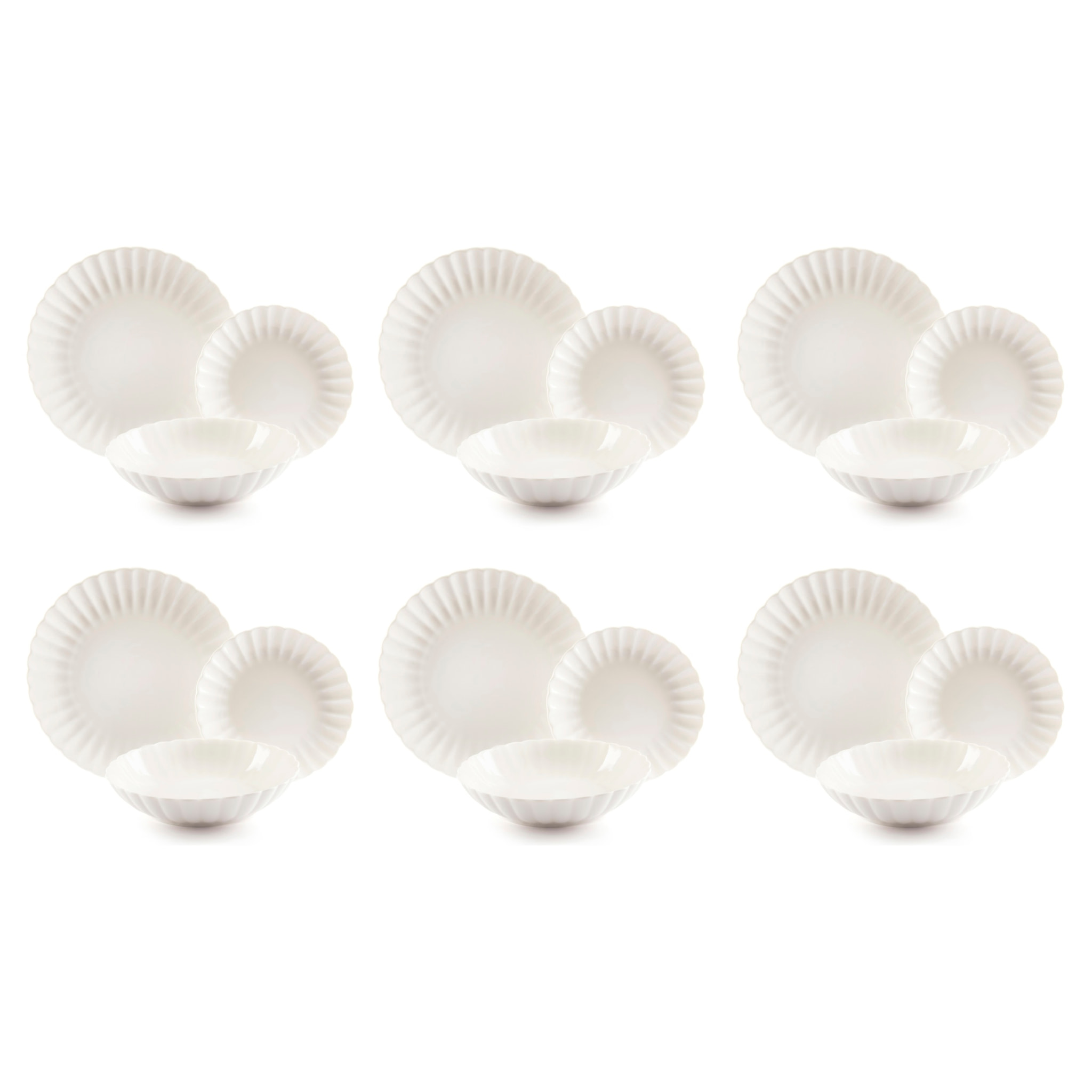Service 18 Assiettes Excelsa – Elisir, Porcelaine Blanche