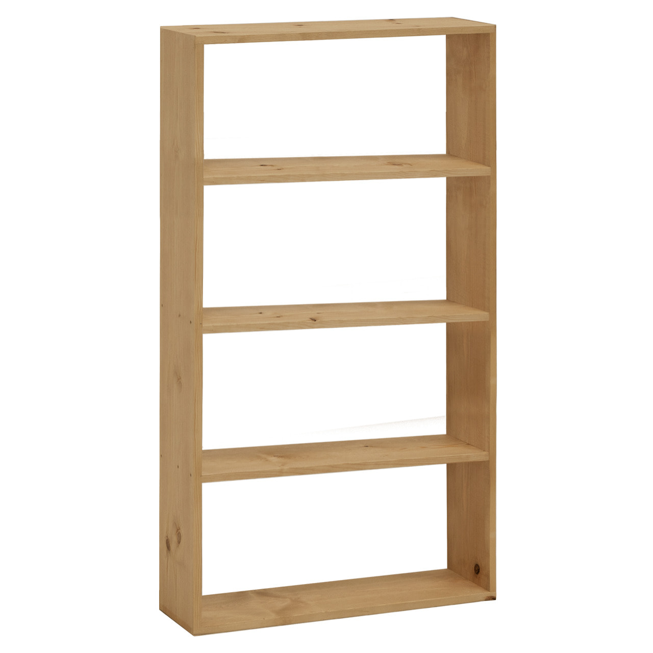 Estantería de madera maciza tono roble medio con 3 estantes Alto: 146 Largo: 80 Ancho: 20