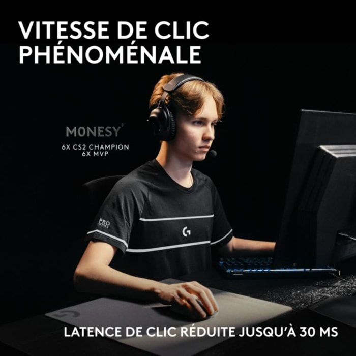 Souris Gamer Sans Fil LOGITECH PRO X2 SUPERSTRIKE LUNAR ECLIPSE
