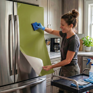 Rouleau adhésif décoratif Vinyle au Mètre - Vert olive - Sticker Lavable Imperméable Mur Cuisine Meubles