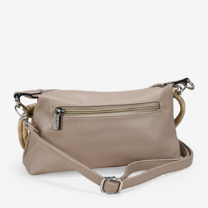 Bolso bandolera beige con asa corta de cuerda