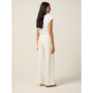 Oltre - Pantalones palazzo de jersey de modal mixto - Blanco
