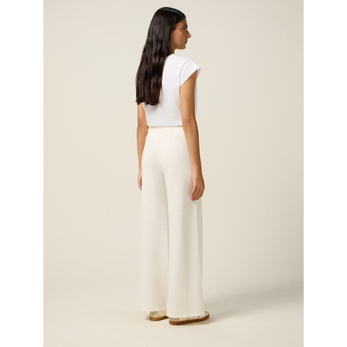 Oltre - Pantalones palazzo de jersey de modal mixto - Blanco