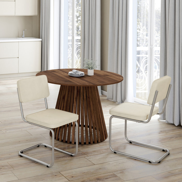 Chaises Naya en velours crème et pied métal - lot de 4