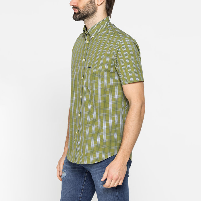 CAMICIA A MANICA CORTA IN COTONE CON FANTASIA