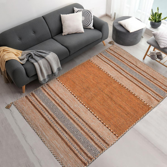 Tapis kilim Buvo tissé à la main en Coton