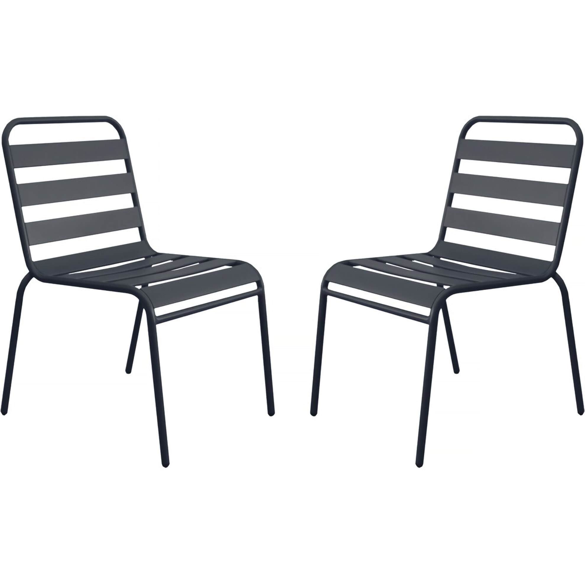 Lot de 2 chaises de jardin en métal empilables "Bilbao" - Gris