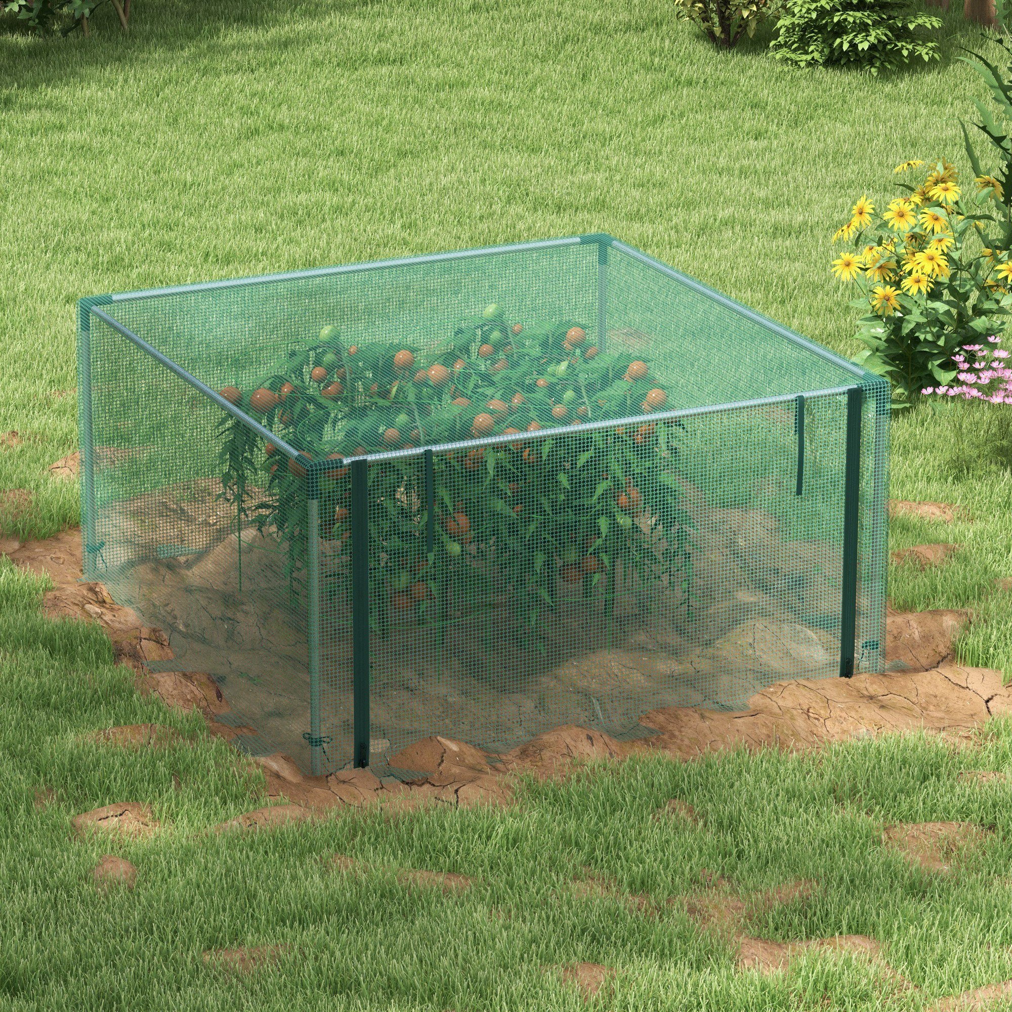 Jaula de Cultivo Jaula de Protección con Soportes de Acero Puerta con Cremallera para Proteger las Plantas Flores en Patio Jardín Terraza 125x125x62,5 cm Verde