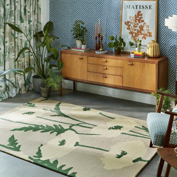 Tapis salon et chambre fait à la main en laine motif floral NUITORQ