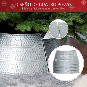 HOMCOM Collar para Árbol de Navidad, Falda para Árbol de Navidad de Metal, Impermeable, Decoración para para Fiestas, Hogar, 66x66x23 cm, Plateado