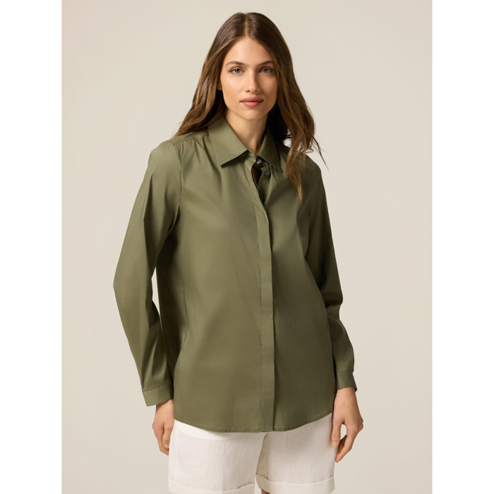 Oltre - Camisa de popelina - Verde militare