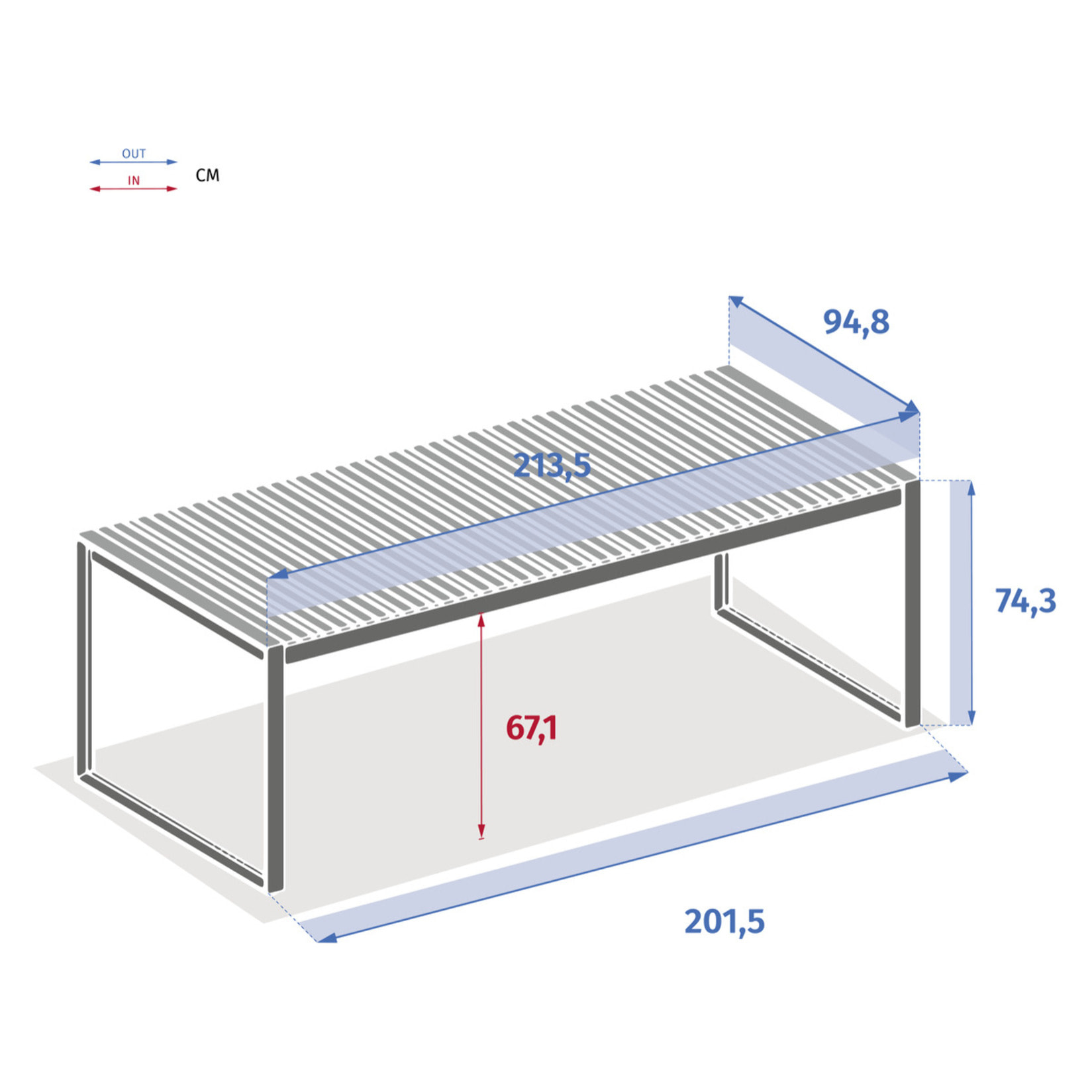 Table de jardin "Lensia" eucalyptus/graphite 8 places en aluminum traité epoxy