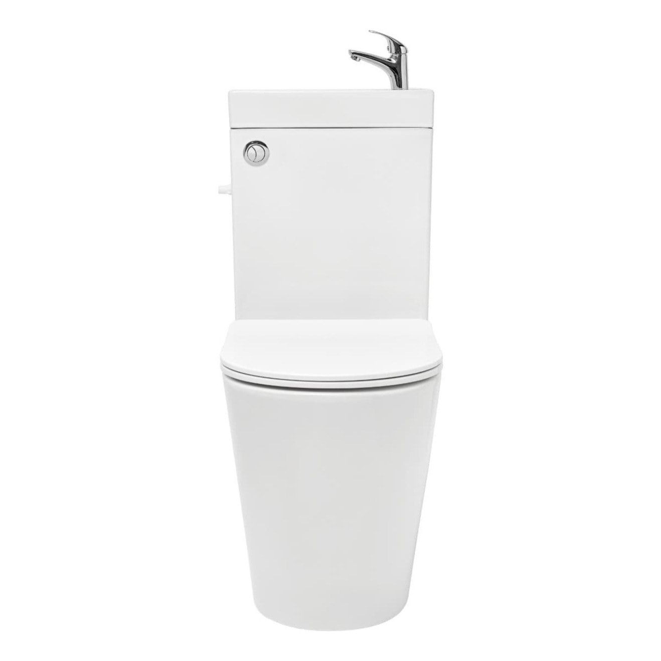 Brevis kit WC à poser sans bride en céramique + robinet eau froide S-Line Pro + tuyau de raccordement Siko (SATBRE34)