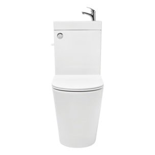 Brevis kit WC à poser sans bride en céramique + robinet eau froide S-Line Pro + tuyau de raccordement Siko (SATBRE34)