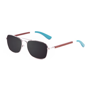 Gafas de sol OCEAN SORRENTO - De brazo de madera de peral con frontal de metal azul claro y plateado / Ahumada