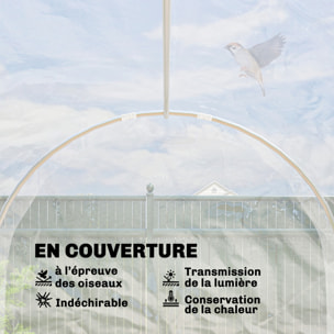 Serre tunnel de jardin 6 m² - 3 x 2 x 2 m - porte - acier galvanisé PE 150 g/m² transparent
