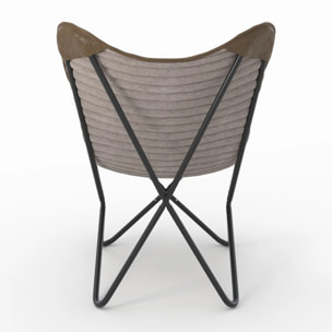 Fauteuil papillon en cuir de chèvre marron - Octave