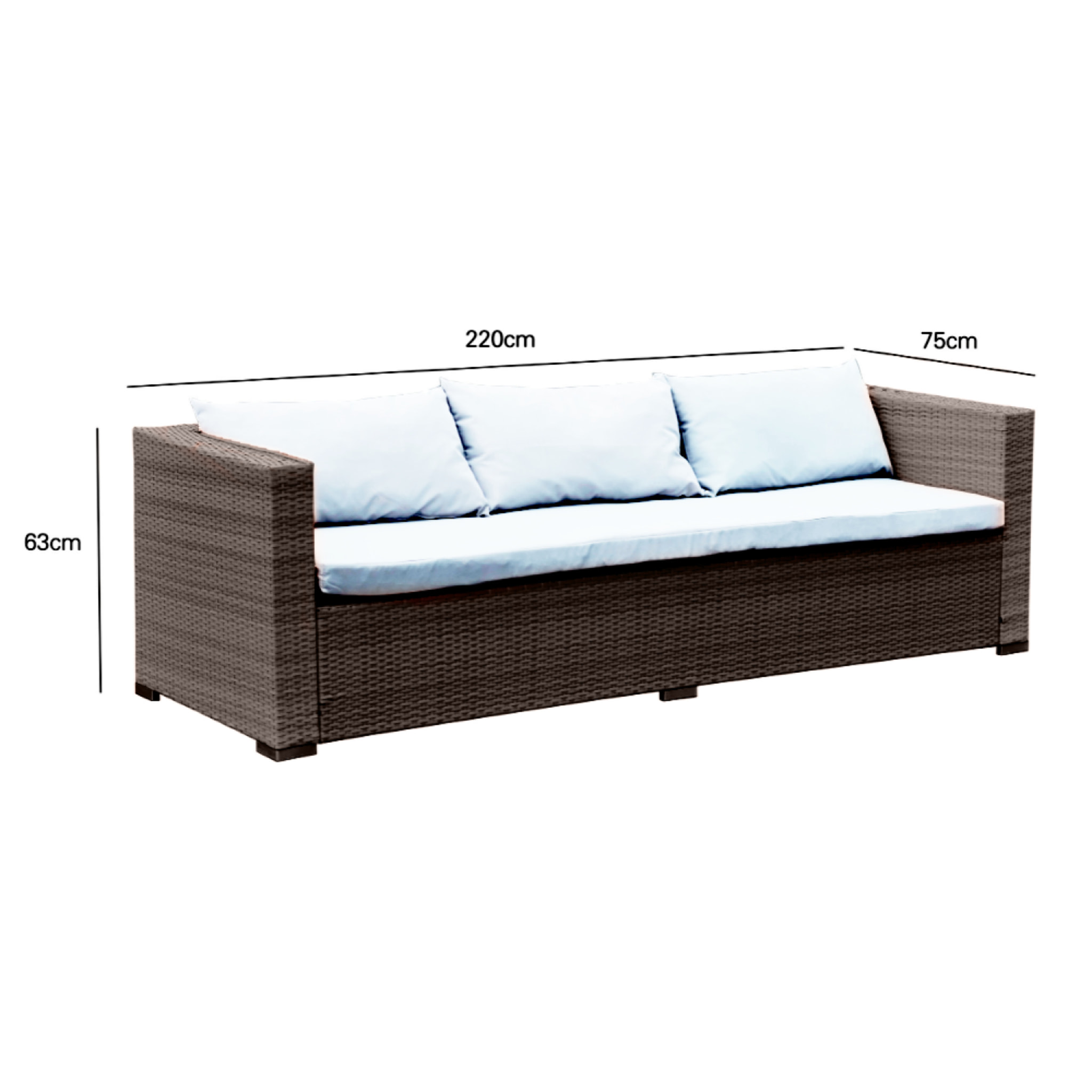 Salon de jardin encastrable 10 places en résine tressée marron INDO