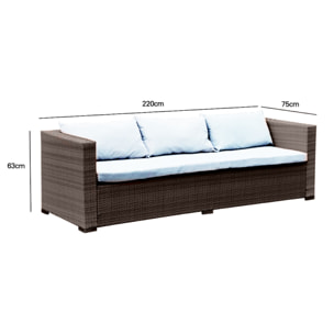 Salon de jardin encastrable 10 places en résine tressée marron INDO