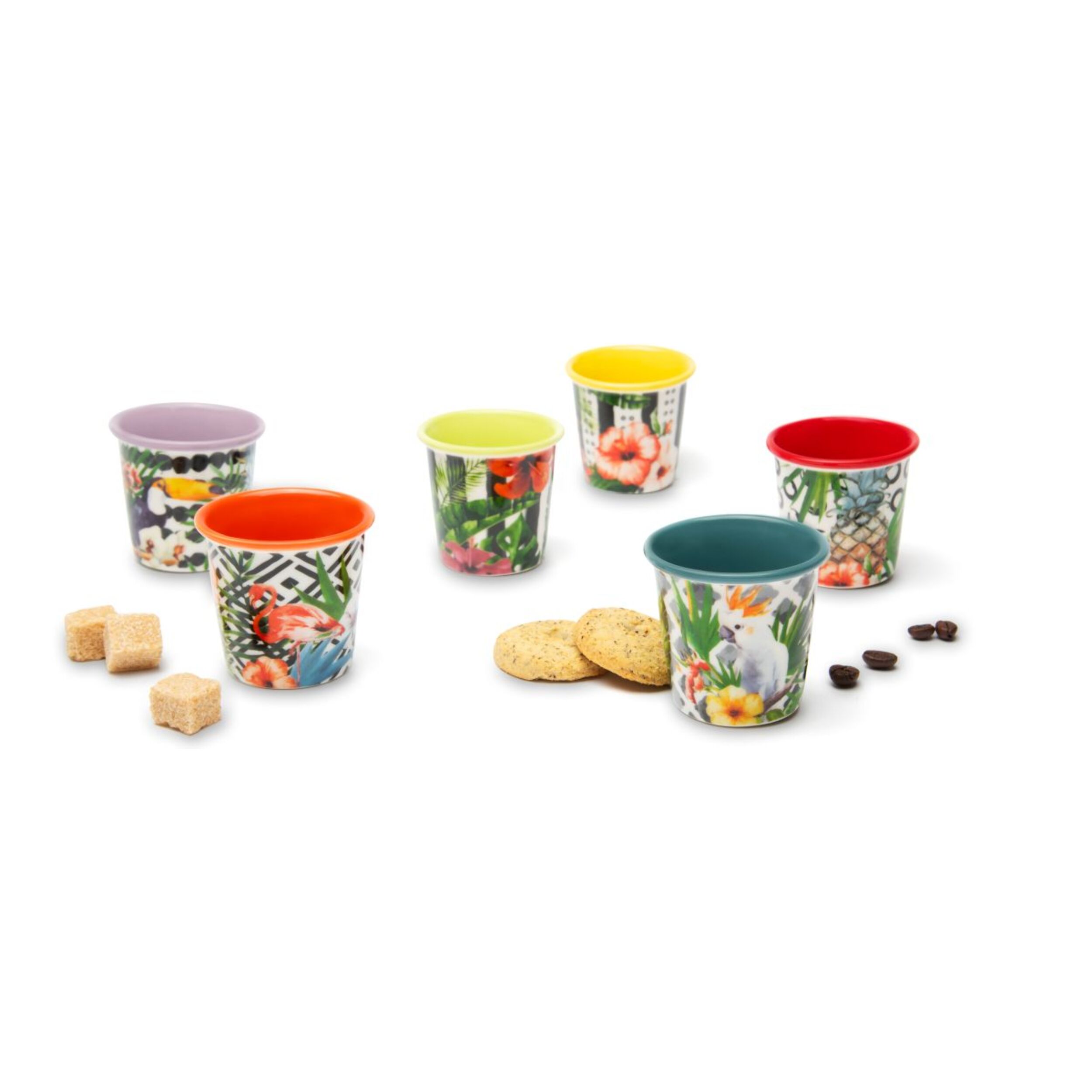 Set 6 Bicchierini Caffè Excelsa – Tropical Chic, New Bone China Multicolore