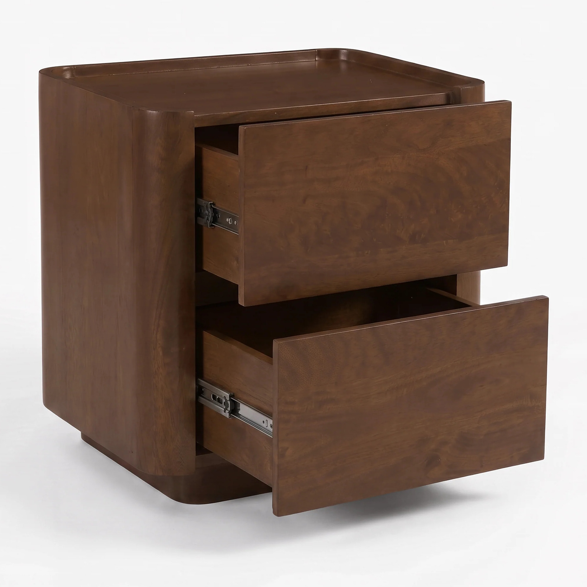 Table de chevet en bois de manguier finition noyer - Aldo