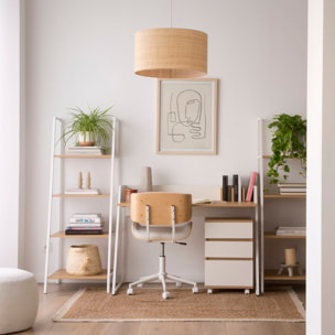 Caisson 3 tiroirs pour Étagère Poppy -tableau technique stratifié-couleur chêne clair/blanc 40 x 62 x 40 cm