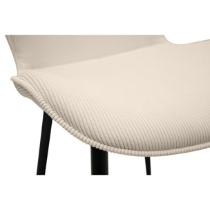 Chaises design en tissu velours côtelé beige et métal noir (lot de 2) ADDICT