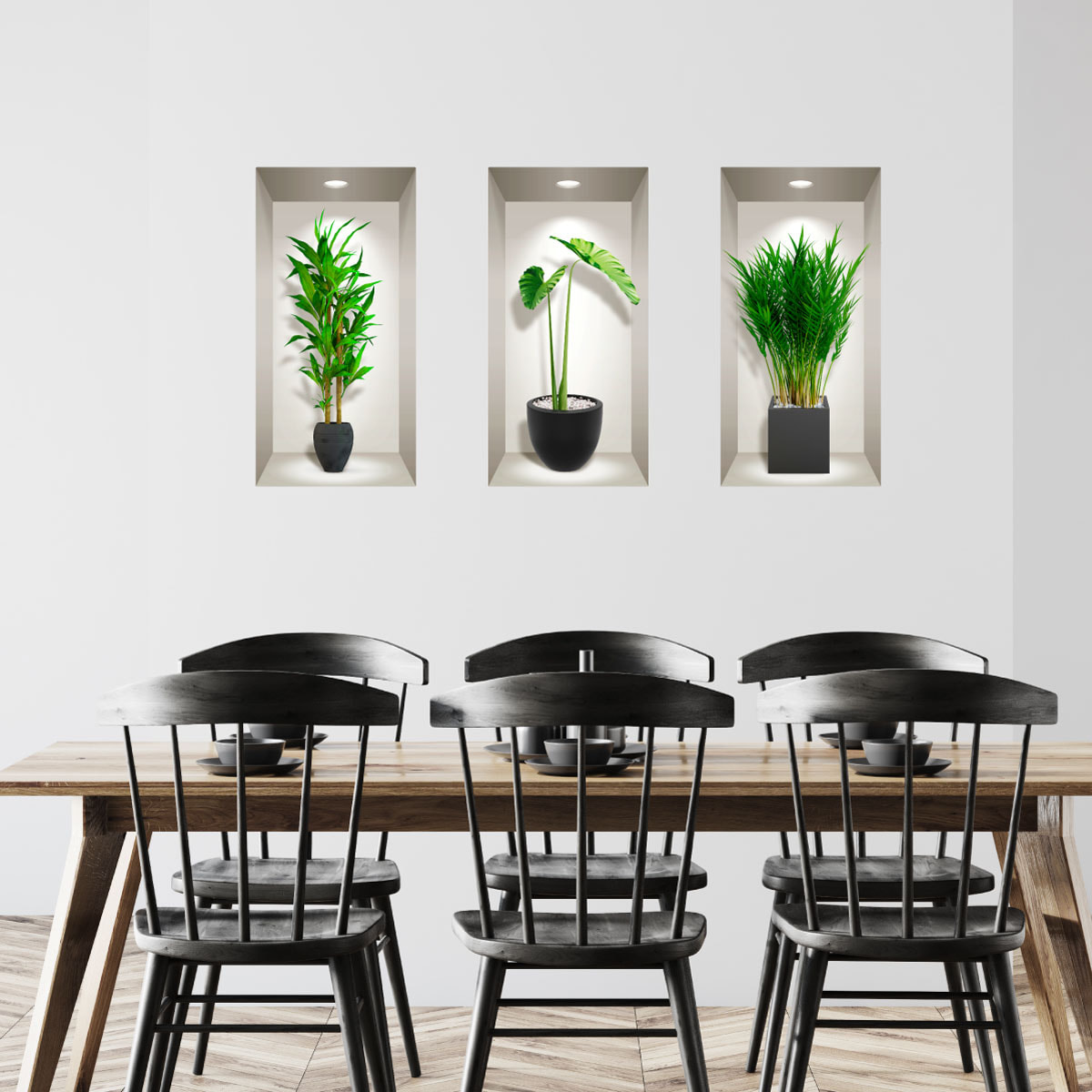 Stickers muraux 3D | Sticker Mural Autocollant effet 3D plantes pour la déco - Stickers adhésifs 3D Chambre Salon Trompe l'oeil