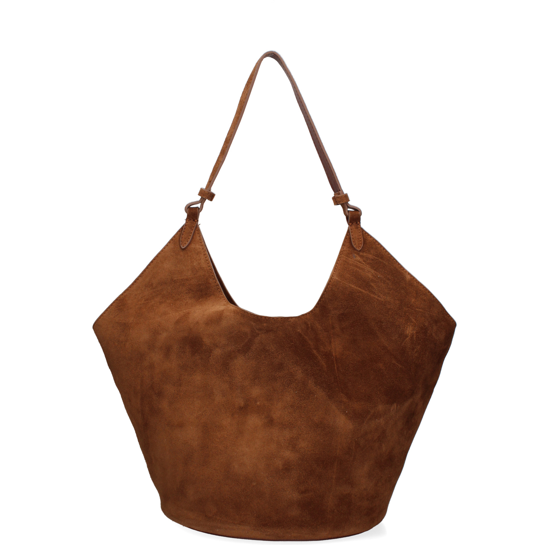 Borsa a spalla da donna - Modello Lisboa - Pelle Scamosciata - 27.0 x 38.0 x 21.5 cm