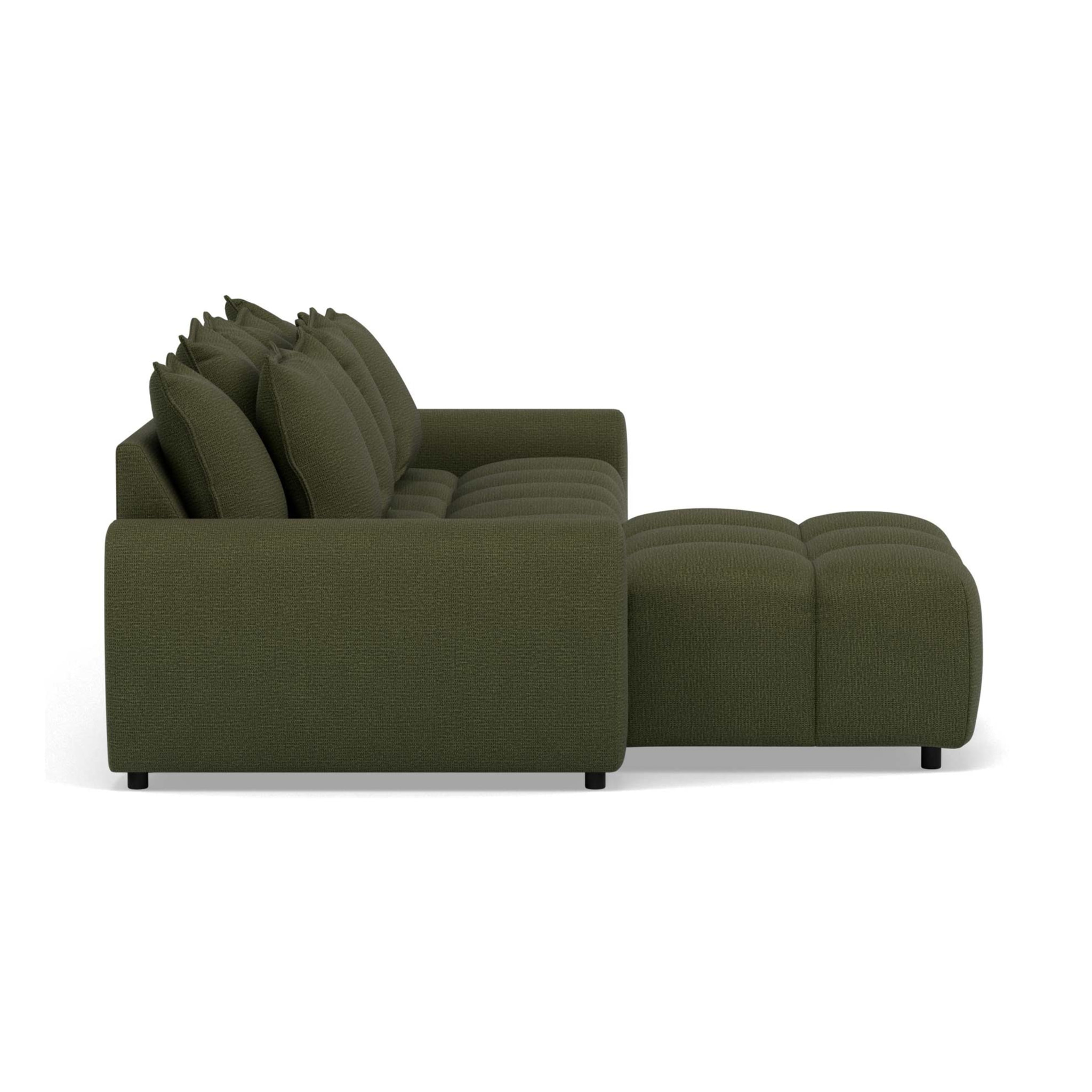 Adelaide - canapé d'angle réversible 4 places avec pouf d'appoint en tissu texturé - Vert