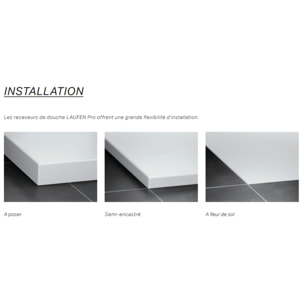 Receveur de douche en gel coat Marbond, extra-plat, évacuation sur le côté court 100x80, Blanc mat (H2109510000001)