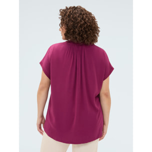 Fiorella Rubino - Camiseta bimaterial con mariposas de lentejuelas - Burgundy