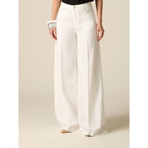 Oltre - Pantaloni palazzo in tencel - Bianco