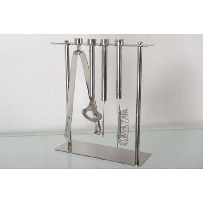 Outils de bar sur support 7 pièces coloris argent