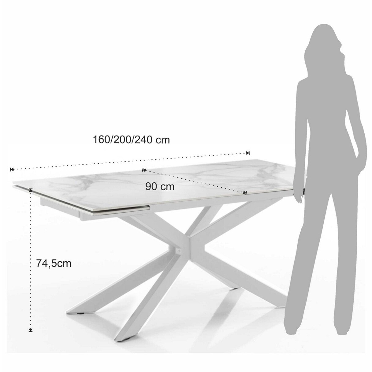 Tomasucci Table extensible MELVIN 160 TOTAL WHITE