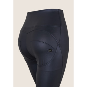 Pantaloni push up WR.UP® vita alta tessuto lucido wet effect